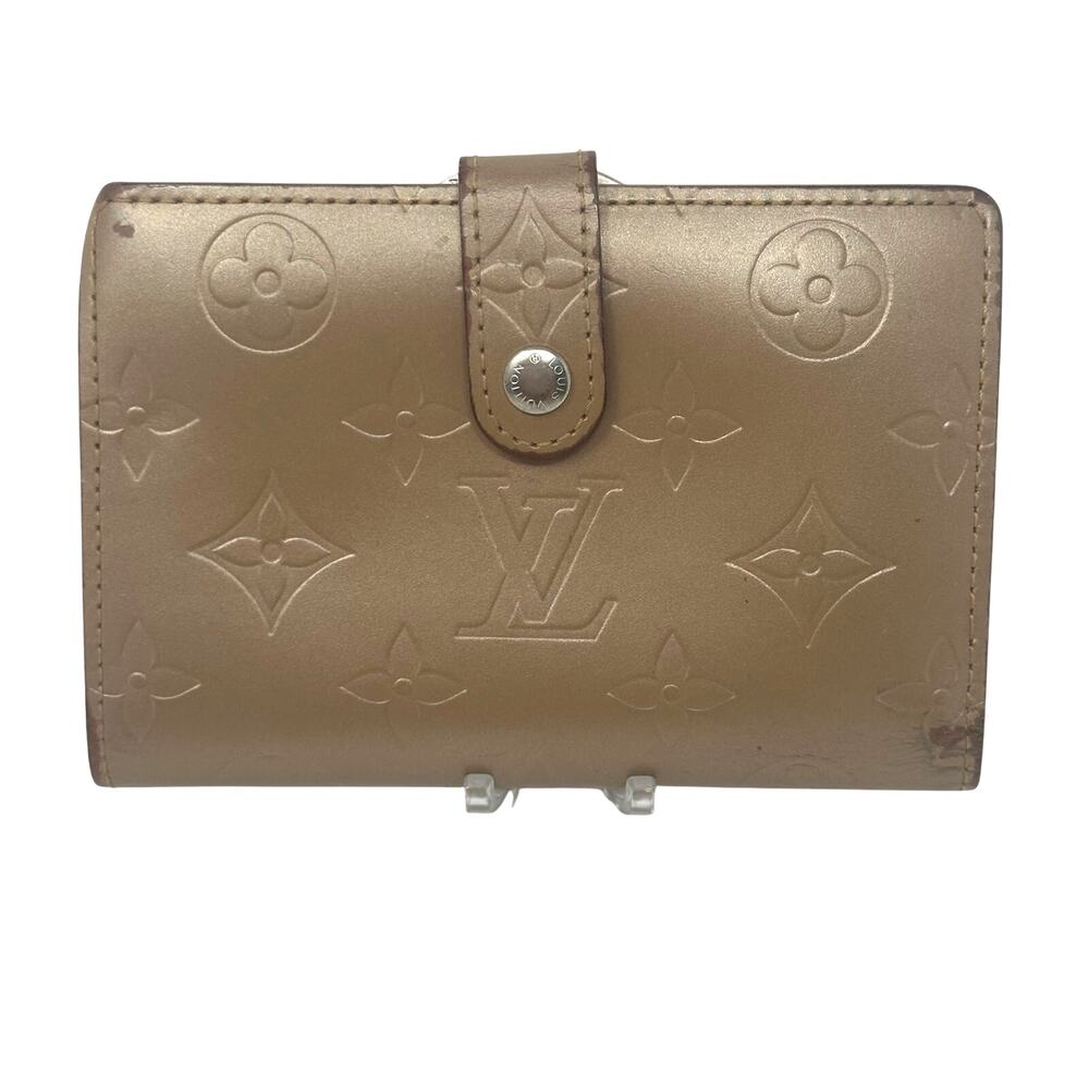 Louis Vuitton LV Vernis Monogram Mat Tan Kisslock Wallet